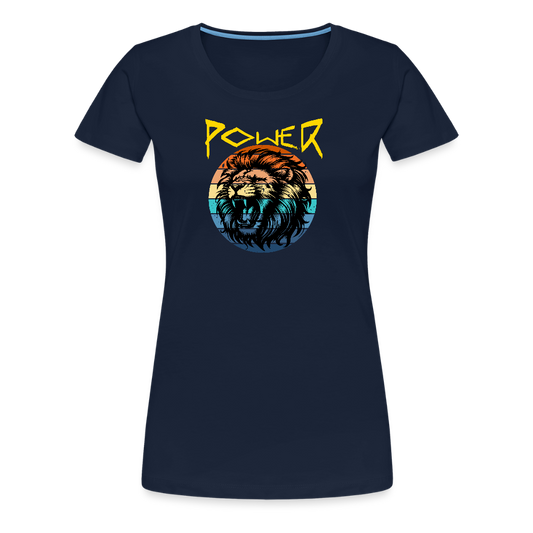 Naisten Spreadshirt Premium T-paita Power Lion - navy