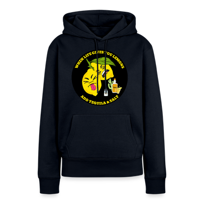 Naisten Premium huppari When life gives lemons black - laivastonsininen