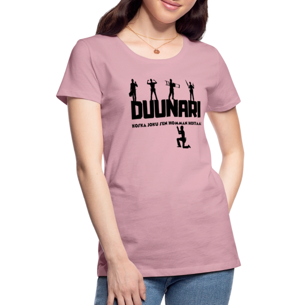 Naisten Spreadshirt Premium T-paita Duunari Printillä - vaalean roosa