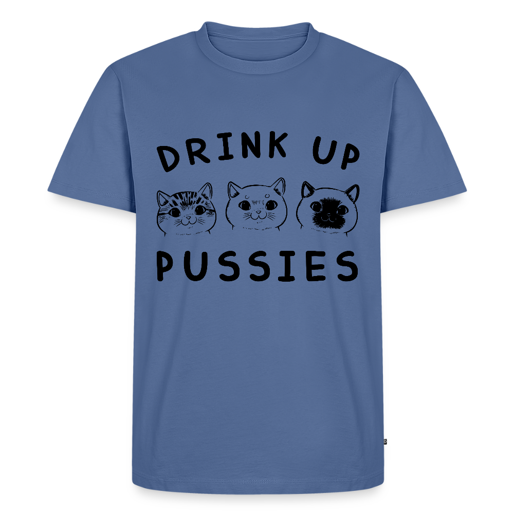Miesten Premium T-Paita Drink Up Pussies Printillä - kyyhkynsininen