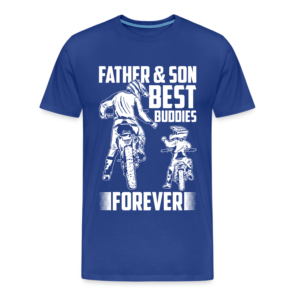 Miesten Spreadshirt Premium T-Paita Father&Son Printillä - kuninkaansininen