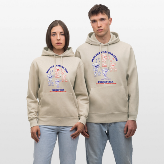 Unisex luomuhuppari Perhe Pizza - beige