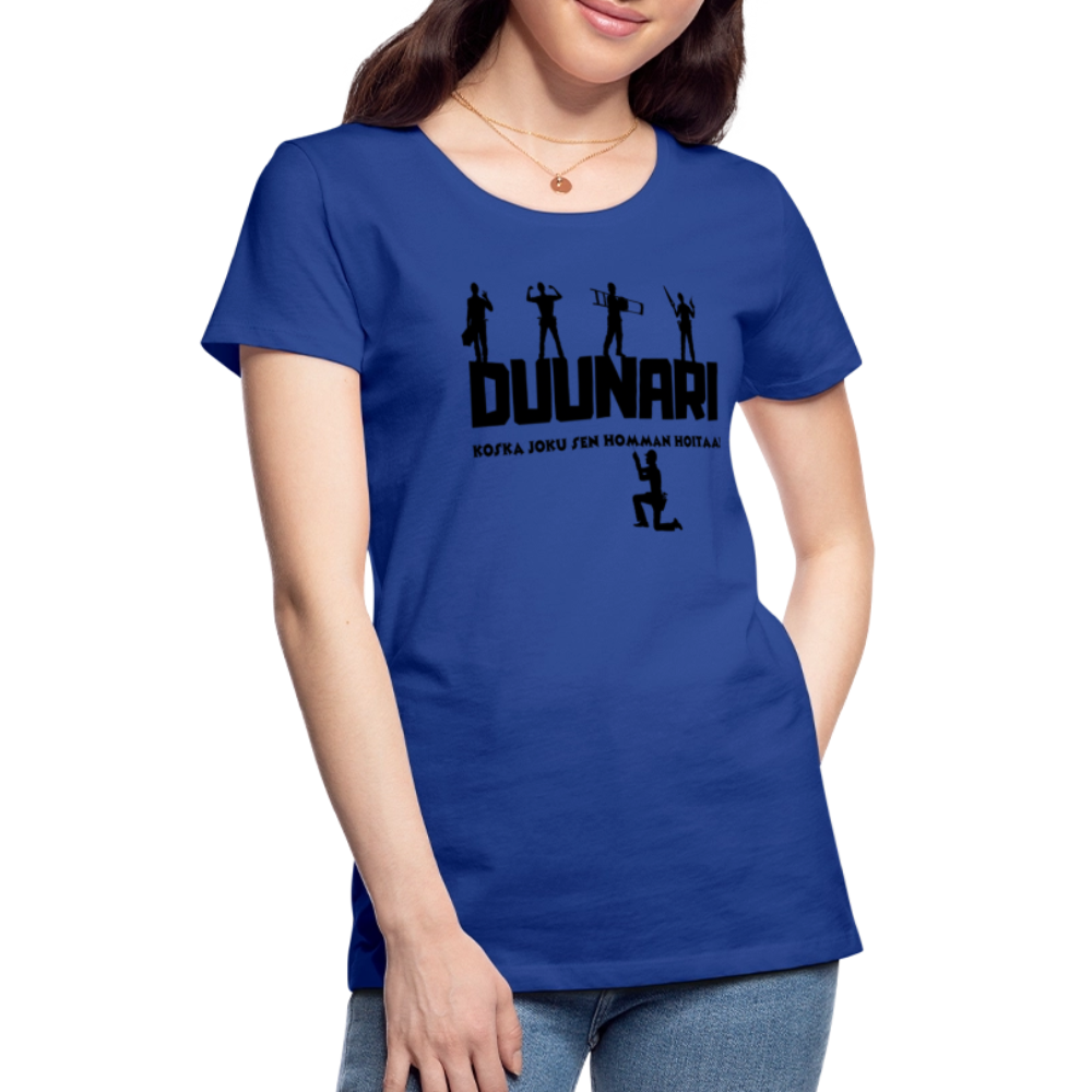 Naisten Spreadshirt Premium T-paita Duunari Printillä - kuninkaansininen