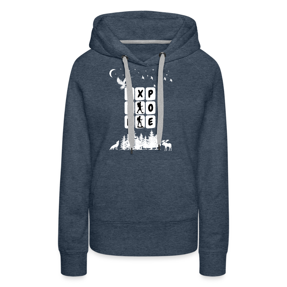 Naisten Spreadshirt Premium huppari Explore - deniminsininen