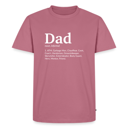 Miesten Spreashirt Premium T-Paita Dad aiheisella Rinta- ja hihaprintillä - malva