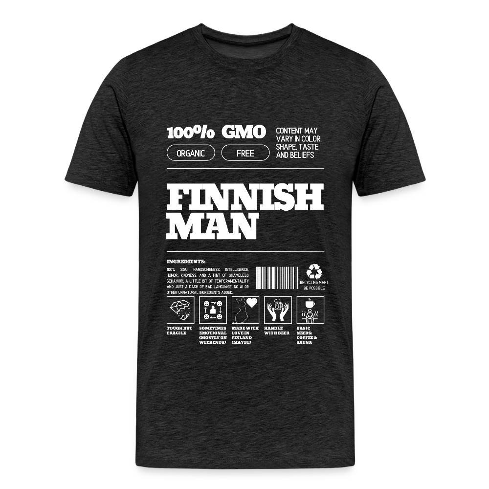 Miesten premium T-paita Suomalaisen Miehen Pakkaus - hiilenharmaa