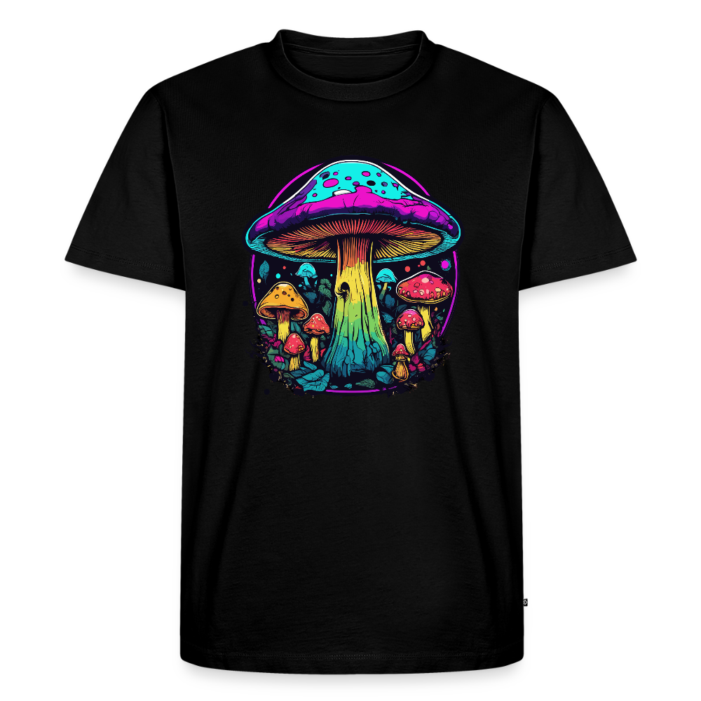 Miesten Spreadshirt Premium t-paita Värikkäällä sieniaiheella - musta