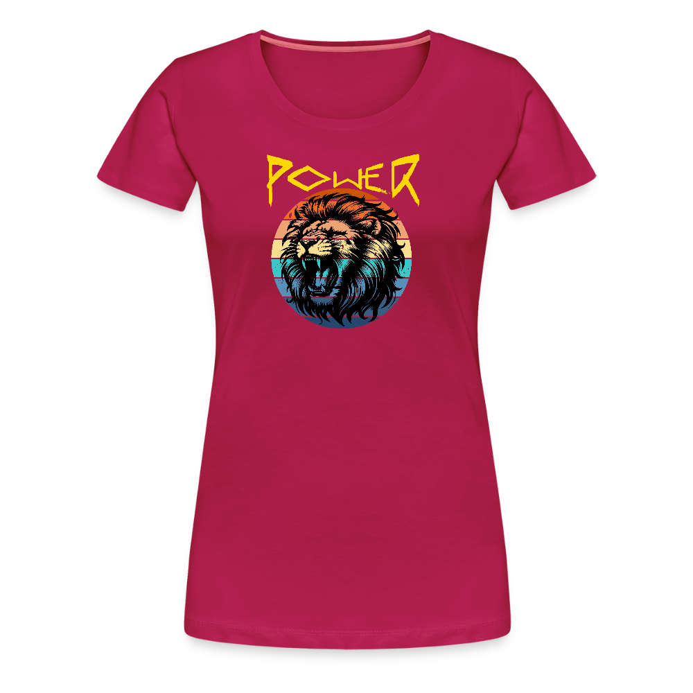 Naisten Spreadshirt Premium T-paita Power Lion - tumma pinkki
