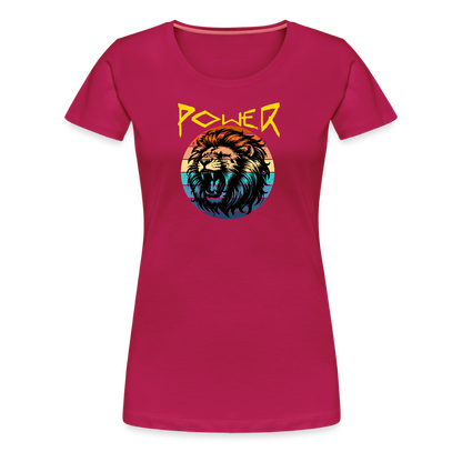 Naisten Spreadshirt Premium T-paita Power Lion - tumma pinkki