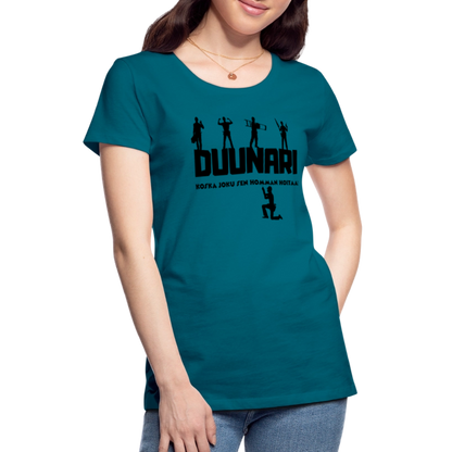 Naisten Spreadshirt Premium T-paita Duunari Printillä - turkoosi