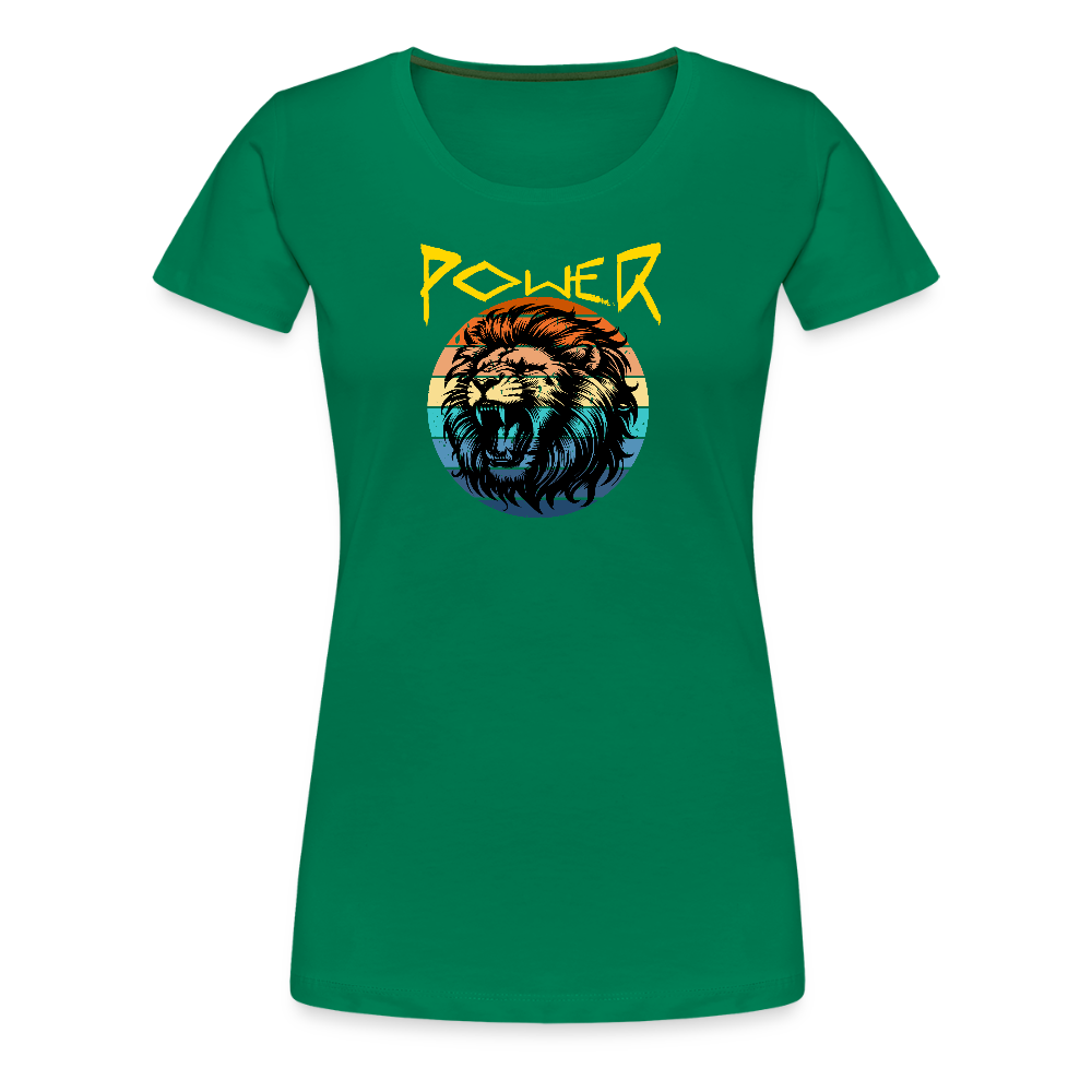 Naisten Spreadshirt Premium T-paita Power Lion - kelly vihreä