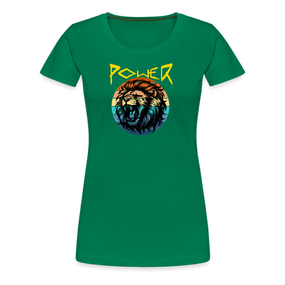Naisten Spreadshirt Premium T-paita Power Lion - kelly vihreä