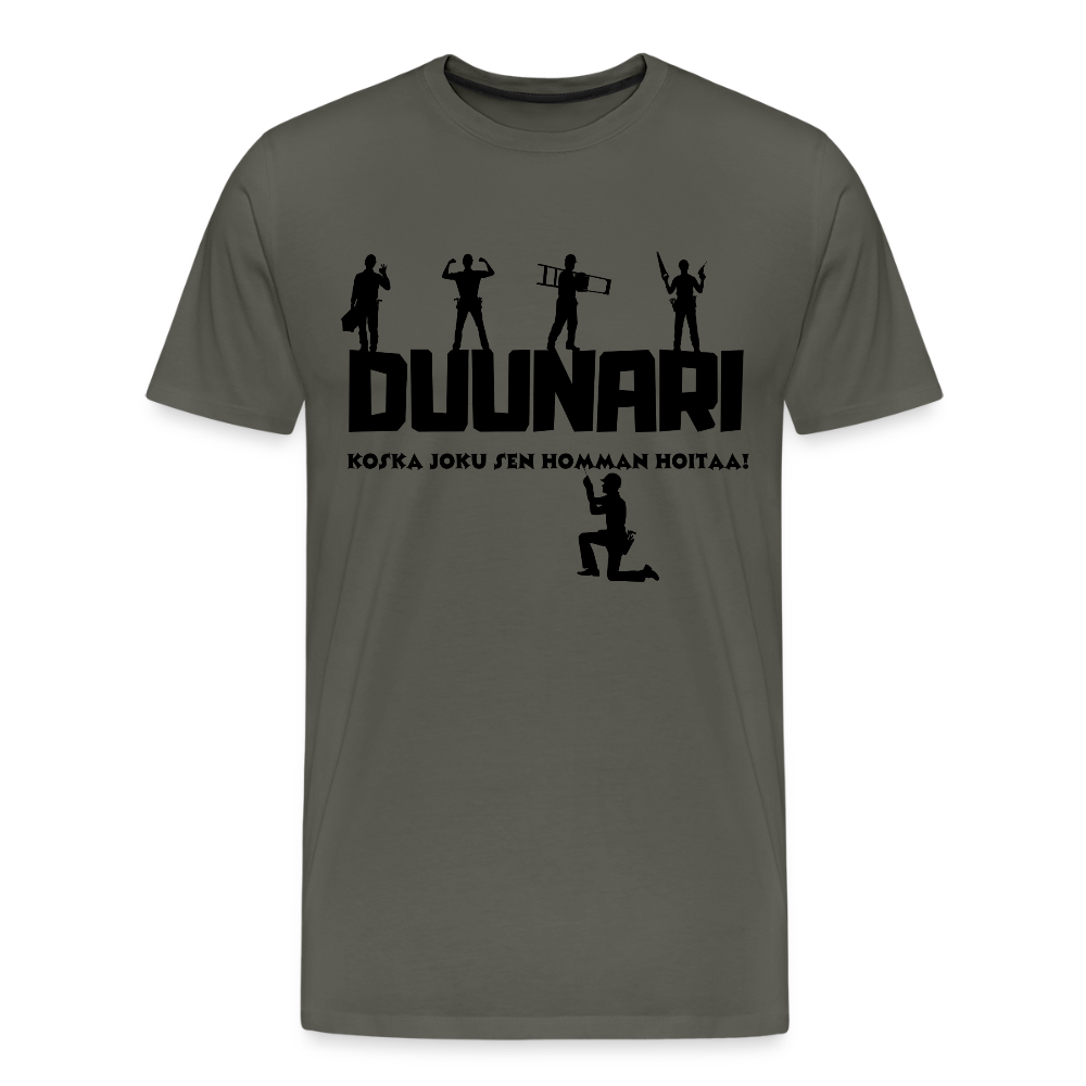 Miesten Spreadshirt Premium T-paita Duunari Printillä - asfaltin