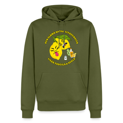 Miesten Premium huppari Kun elämä antaa sitruunoita - khaki
