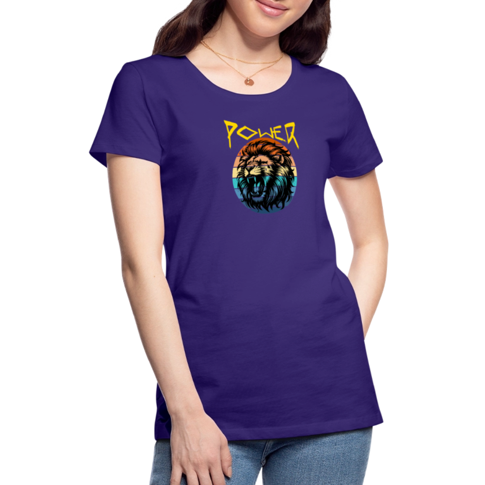 Naisten Spreadshirt Premium T-paita Power Lion - liila