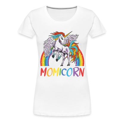 Naisten Spreadshirt Premium T-Paita Momicorn Printillä - valkoinen
