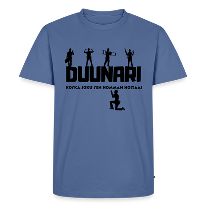 Miesten Spreadshirt Premium T-paita Duunari Printillä - kyyhkynsininen