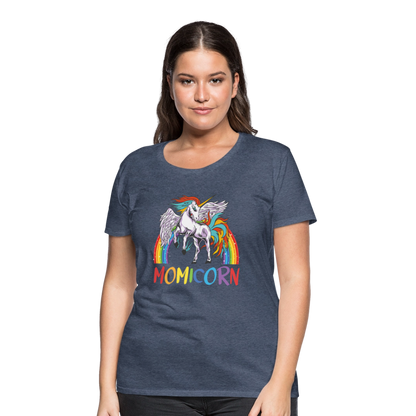 Naisten Spreadshirt Premium T-Paita Momicorn Printillä - kanervansininen