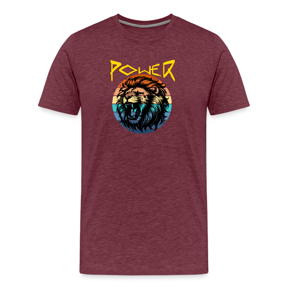 Miesten Spreadshirt Premium T-paita Power Lion - meleerattu viininpunainen