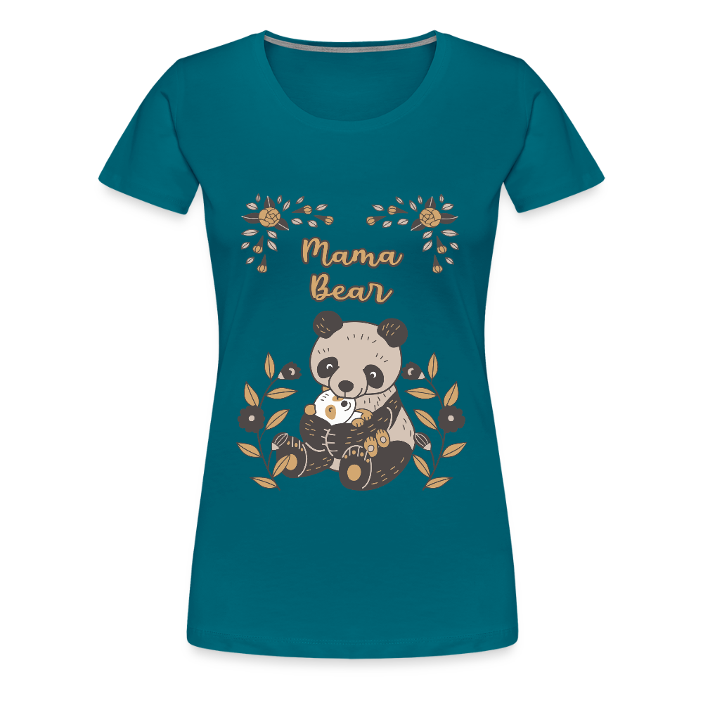 Naisten Spreadshirt Premium T-Paita Panda Mama Bear Printillä - turkoosi