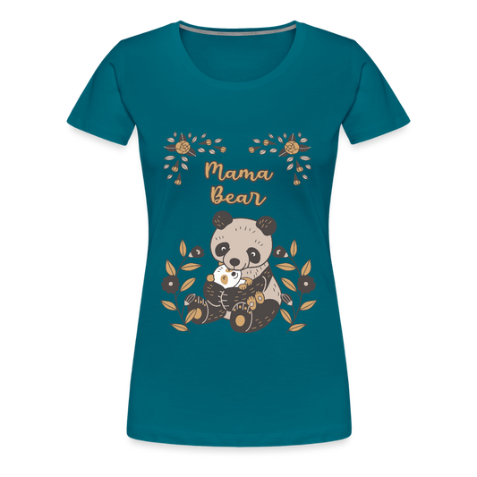 Naisten Spreadshirt Premium T-Paita Panda Mama Bear Printillä - turkoosi