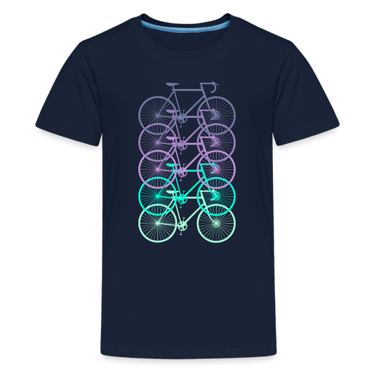 Nuorten Premium T-Paita Spreadshirt Pyörä-aiheisella Printillä - navy