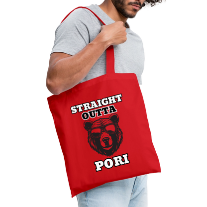 Kangaskassi Straight Outta Pori Mustavalkoinen - punainen