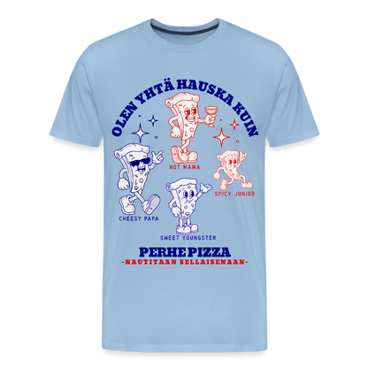 Miesten premium t-paita Perhe Pizza - taivas