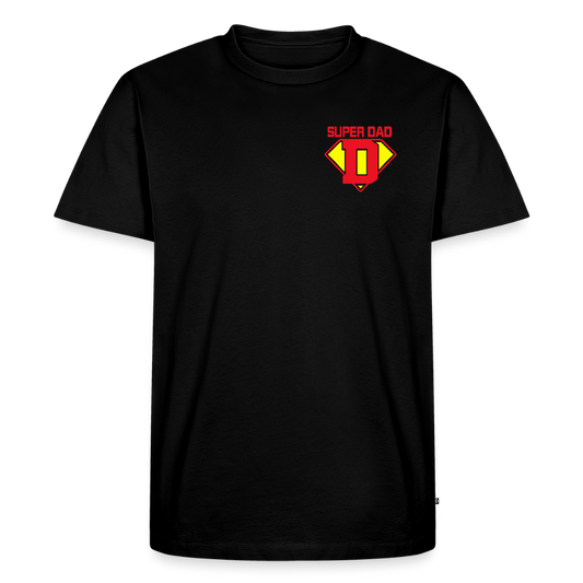 Miesten Spreadshirt Premium T-Paita Superdad rintapainatuksella - musta