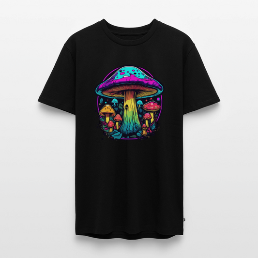 Miesten Spreadshirt Premium t-paita Värikkäällä sieniaiheella - musta