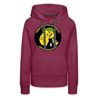 Naisten Premium huppari When life gives lemons black - bordeaux
