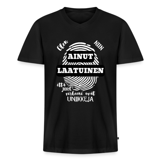 V-aukkoinen miesten luomu T-Paita Ainutlaatuinen - musta