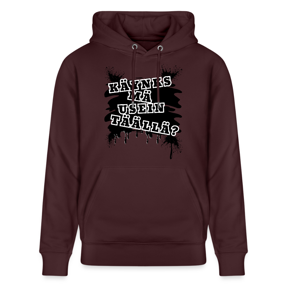 Unisex luomuhuppari Käynks mä usein täällä tummat värit - Maroon