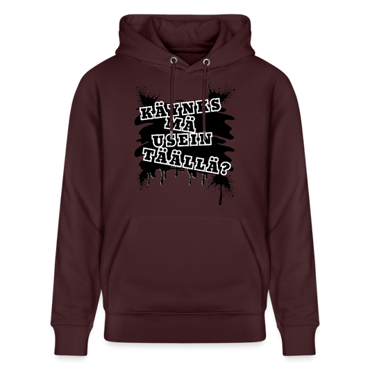 Unisex luomuhuppari Käynks mä usein täällä tummat värit - Maroon
